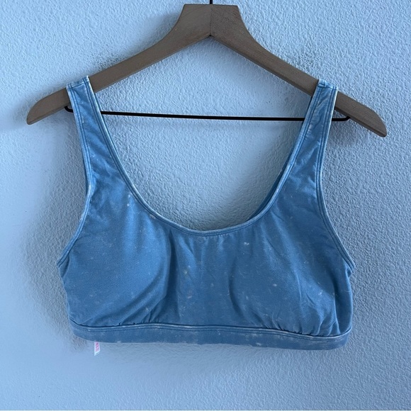 Victoria's Secret PINK Blue Acid Wash Soft Pull On Bralette Lounge Casual Large - Picture 1 of 6